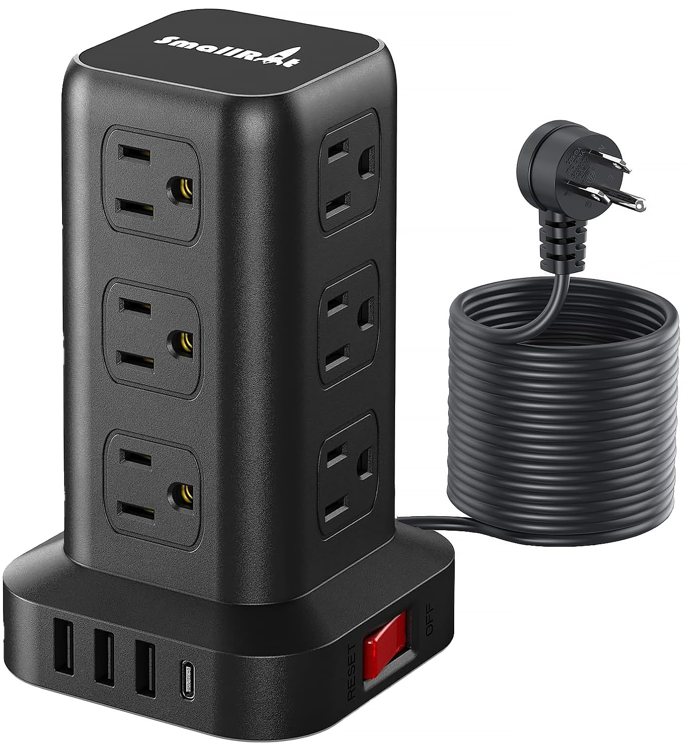 Extension Cord with Multiple Outlets, Surge Protector Power Strip Tower, 12 AC 4 USB，Surge Protector Tower 6.5FT Overload Protection for Home Office