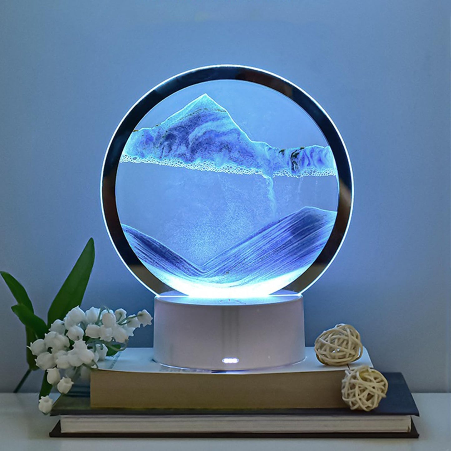 CYSRALFC Moving Sand Art Lamp, 3DMoving Sand Art, Quicksand Bedside Lamp, Creative Glass Sand Painting Colorful Night Light, Home Relaxation and Office Decoration