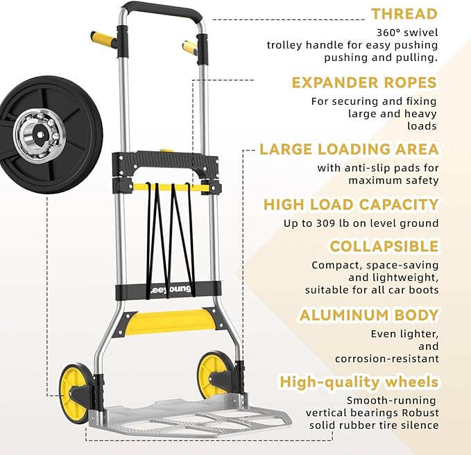Aluminum Folding Hand Truck 309lb Capacity