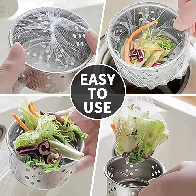 200 PCS Kitchen Disposable Mesh Sink Strainer Bags, Anti-Clogging Drain Filters