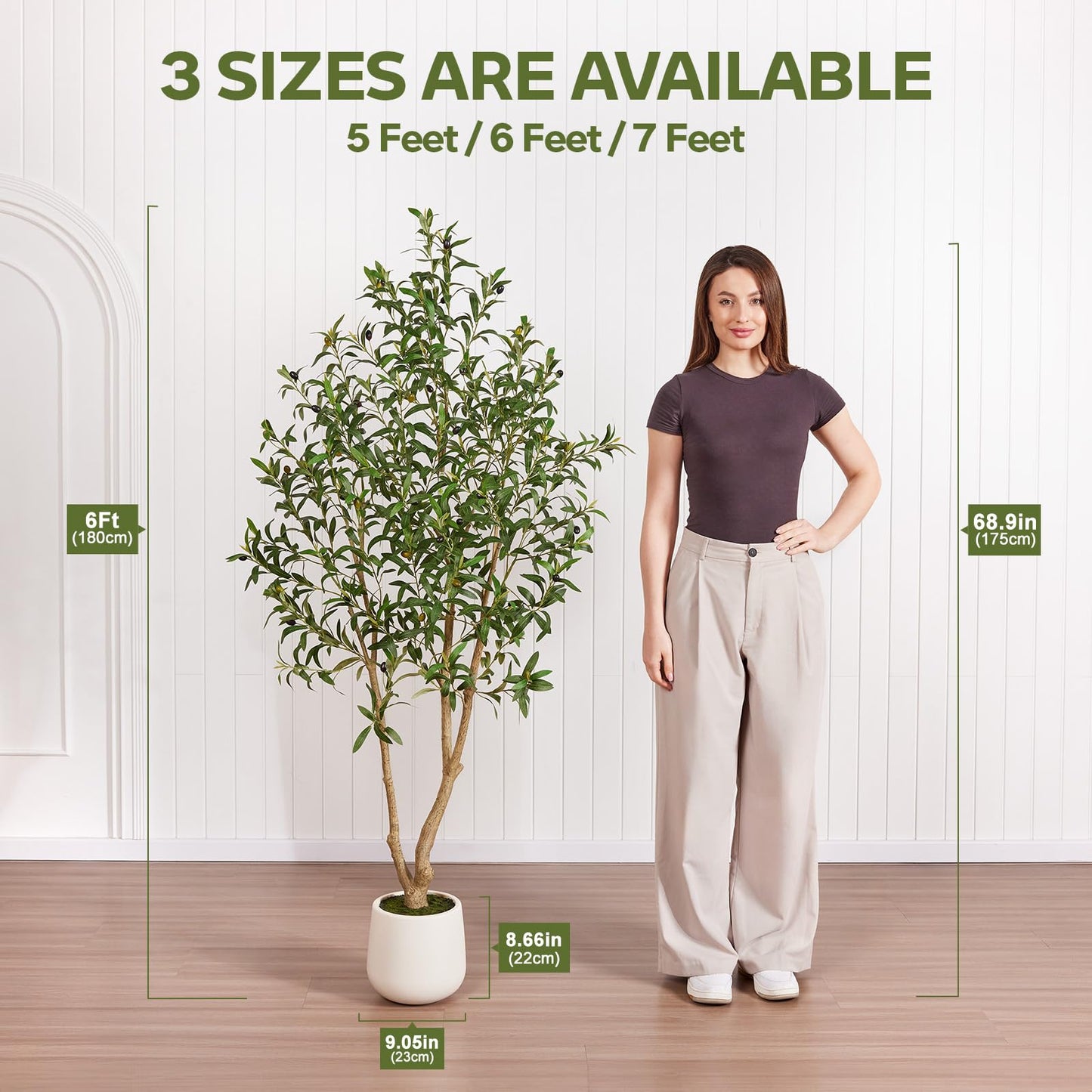 VeriNatural Artificial Olive Tree 6FT, Fake Plants Indoor - Potted Faux Olive Tree with Relistic Leaves and White Planter - Tall Faux Plant for Home Office Living Room Decor