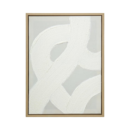 ArtbyHannah Textured Framed Wall Art, Neutral Paintings Hand-painted 3D White Wall Decor with Minimalist Beige Geometric Artwork for Hallway, Office, Hotel Decorations （11x 15 inch）