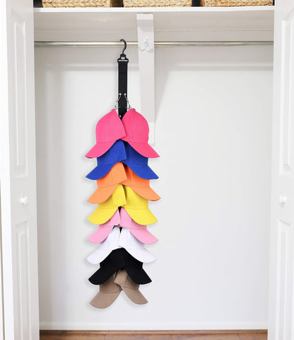 Closet Hanging Cap Organizer, 16 Baseball Cap Rack, Closet Hook Cap Holder Hat Storage Organizer - Keep Hats Cleaner Than a Hat Rack (1 Pack)