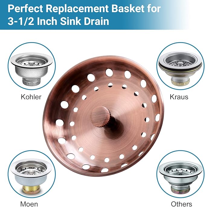 KONE Copper Kitchen Sink Strainer Basket,