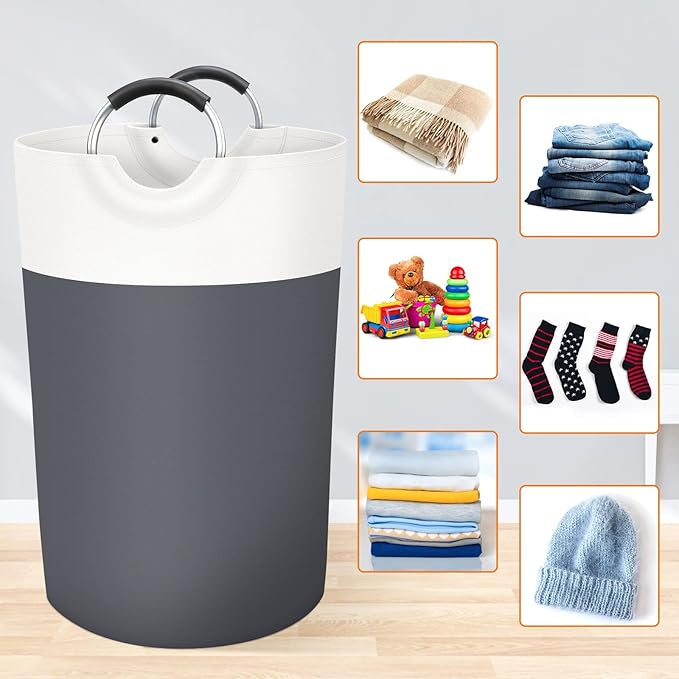 BlissTotes 115L Laundry Basket, Freestanding Laundry Hamper, Collapsible Dirty