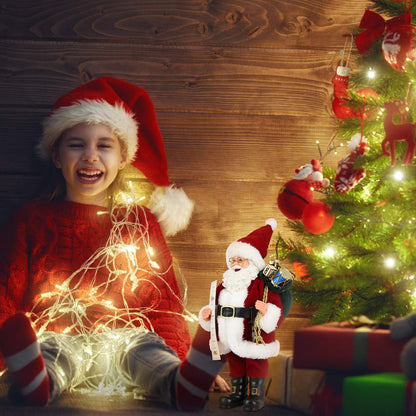 Uten Christmas Decorations, 11" Santa Claus, Christmas Figurine Figure Decor with Toys List and Black Gifts Bag for Holiday Party Home Decoration