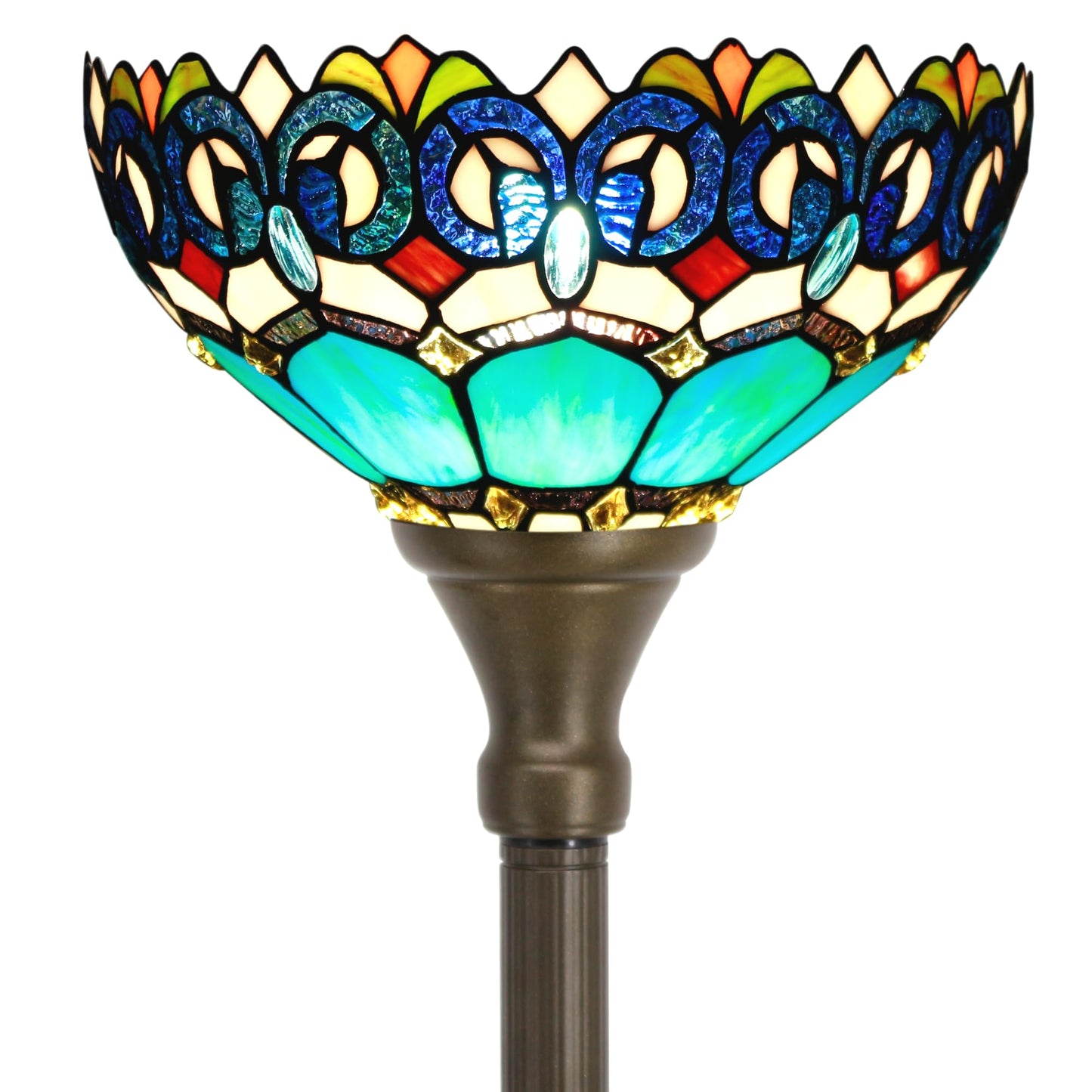 ZJART Tiffany Floor Lamp Stained Glass 12X12X67 Inch Blue Jewelry Baroque