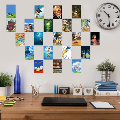 Pounchi Cute Anime Poster Wall Collage Set (50 Pcs 4 x 6 Inch with Glue Dots) Cartoon HD Aesthetic Posters Prints Artworks for Room Bedroom Club Wall Art Decor for Teens Kids
