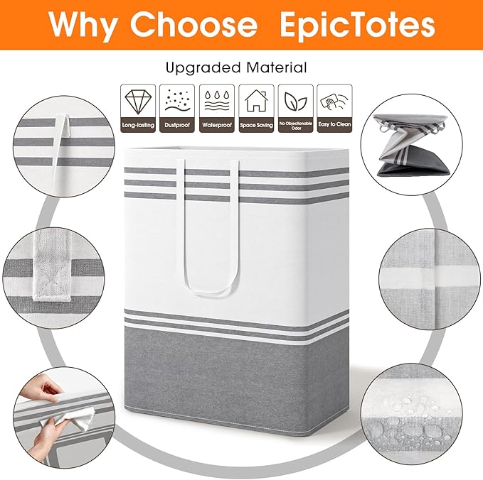 2 Pack Large Home Laundry Basket, Laundry Hamper, Freestanding Waterproof Dirty