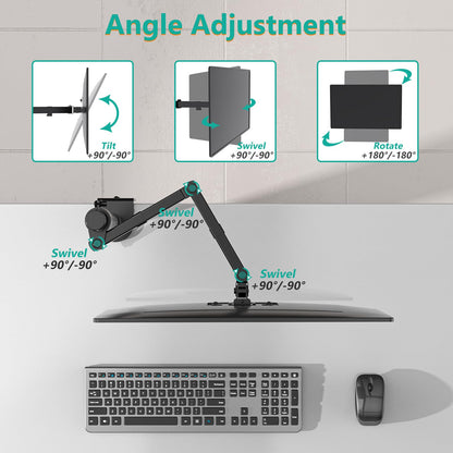 WALI Monitor Arm Mount for Desk, Single Extra Tall Computer Desk Mount, Monitor Bracket Mount Stand Single, up to 32 inch, 22 lbs (M001XL), Black