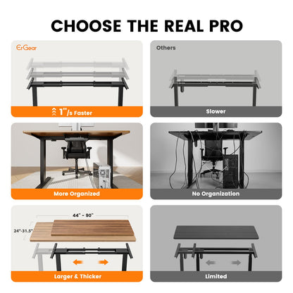 ErGear Dual Motor Standing Desk Frame, Electric Adjustable Legs Compatible Desktop Size 44″-90″, 264 lbs Weight Capacity, 4 Memory Height Settings Stand up Desks Base, Black Frame Only