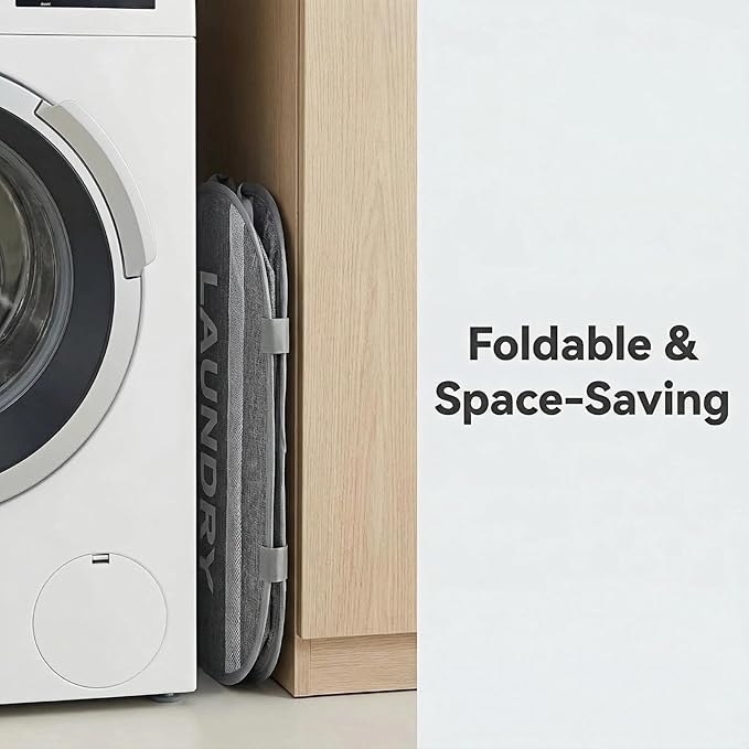 Foldable Laundry Basket with Lid, Oxford Cloth Reinforced Steel Ring