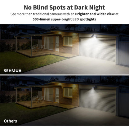 SEHMUA 2K Solar Security Cameras Wireless Outdoor, 2 Pack 360° View Pan/Tilt WiFi Security Camera Outside with Color Night Vision,Easy to Install, PIR Alarm, 2-Way Audio