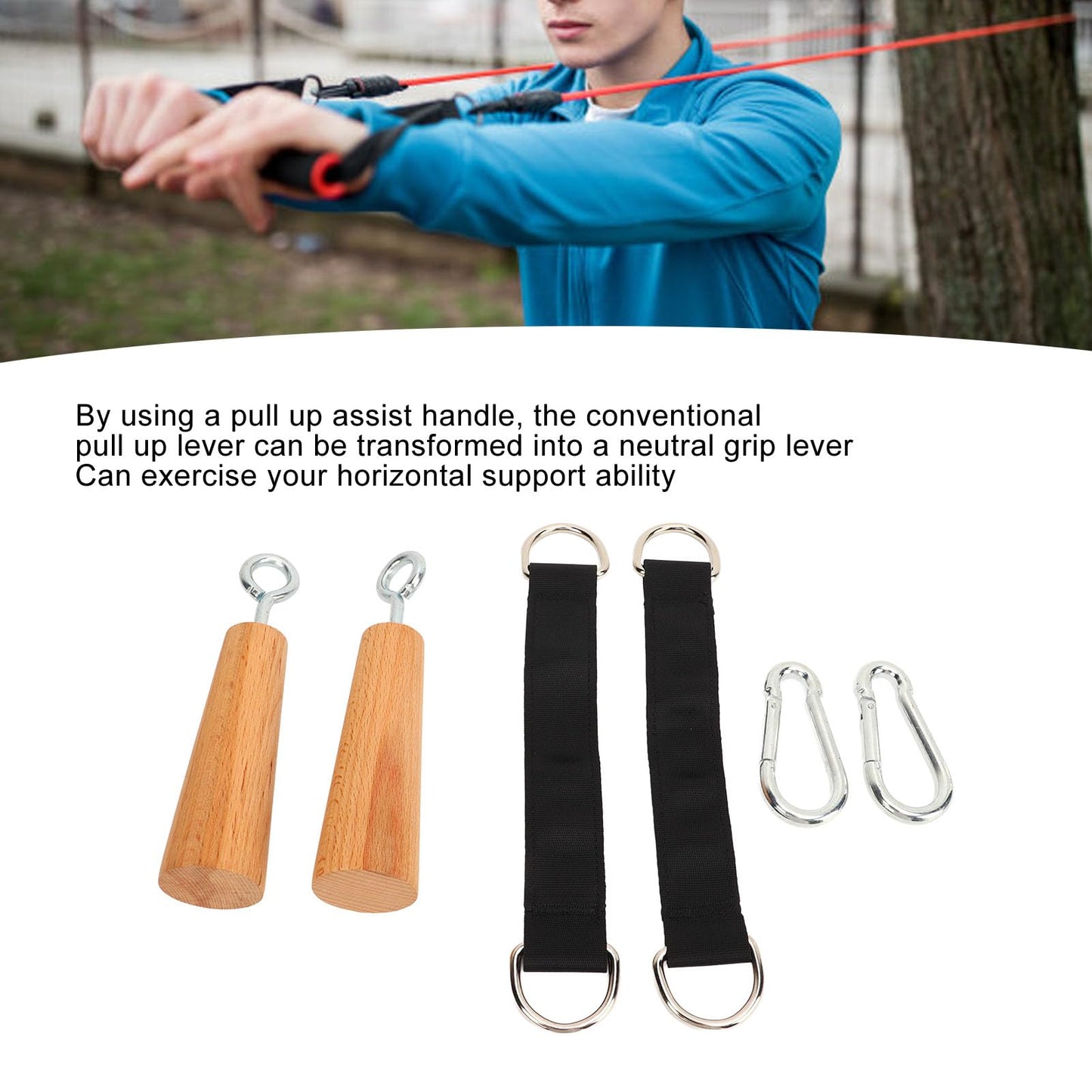 Wooden Pull-Up Grips, Durable Comfortable Upper Body Strength Trainer Home Gym Equipment for Men Women Fitness Enthusiasts Strength Training Daily Workouts