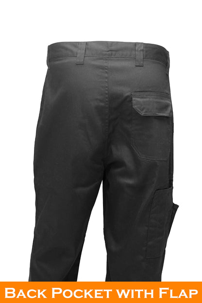 FNT Workwear Black Multi Pockets Men Cargo Combat Work Trousers Work Pants with Button & Zip Fly (32W / 29L, Black)