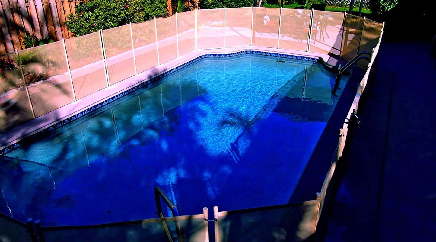 WaterWarden Large Pool Safety Fence for Inground Pool, 5’ x 24’ ft., UL Certified to ASTM F2288, 5 Foot Tall Removable Barrier, Hardware Included, 2 Sets of 5'x12', Beige