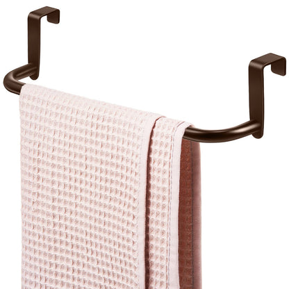 2 Pieces Metal Towel Bar Kitchen Cabinet Steel Towel Rack Bar for Hanging on Inside or Outside of Doors, Home Kitchen Bathroom(Brown)