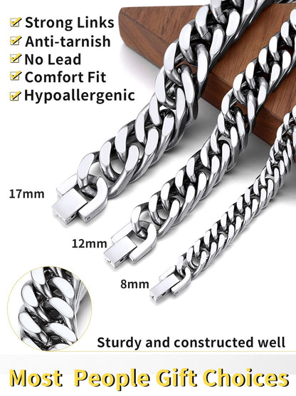Stainless Steel Curb Chain Bracelet for Men 12mm 21cm Curb Bracelet Man Bangle Xmas Gift