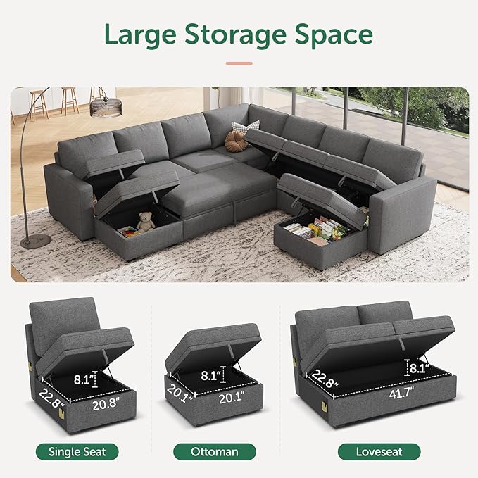 HONBAY Modular Sectional Sleeper Sofa