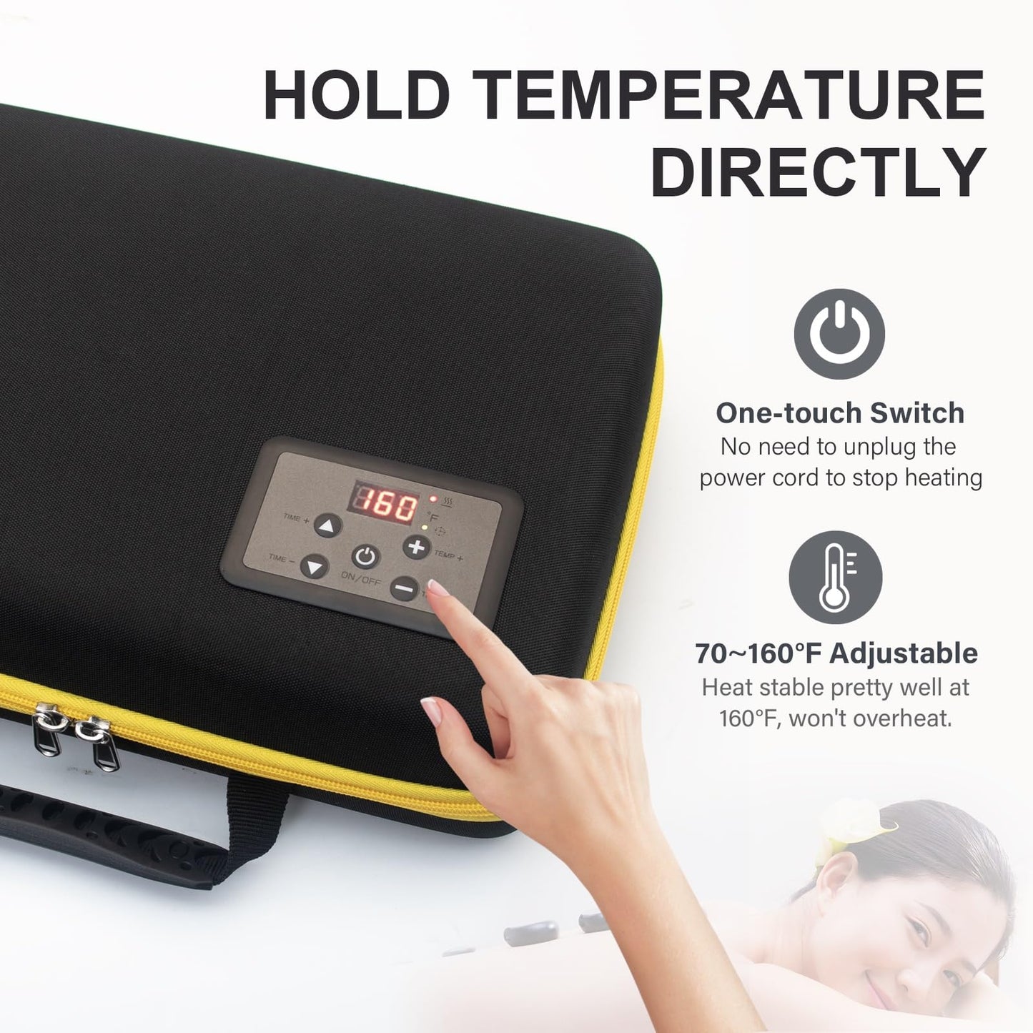 Goodtar Hot Stones Massage Warmer | Massage Heater w/Temp Controller | Portable Heating Massager for Home Spa Muscle Relax Therapy, Hot Stone Heater Case Only(NO Stone) 110V