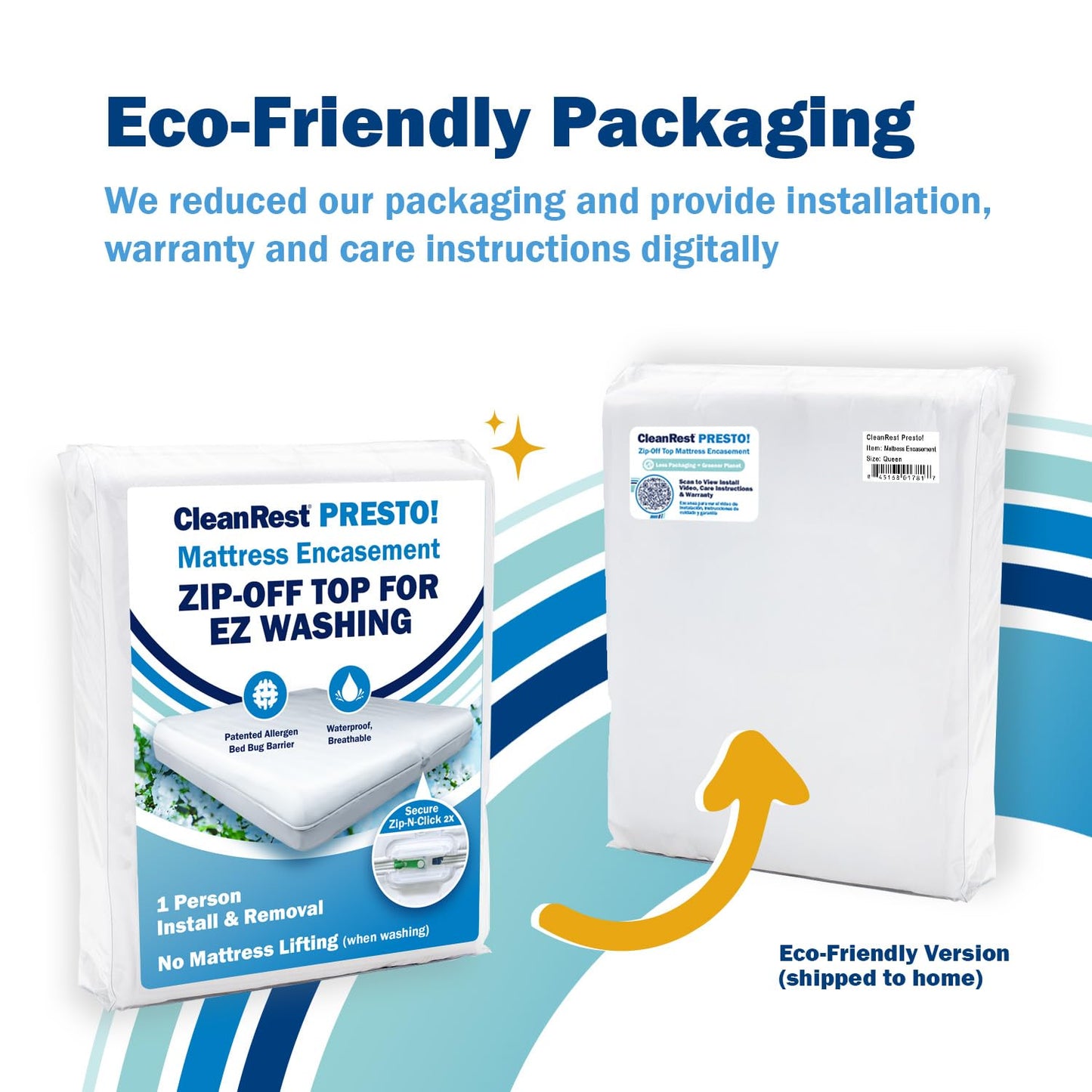 CleanRest PRO Presto! Zip-Off Top Mattress Encasement for EZ Washing, King Size, Waterproof Mattress Protector - Bed Bug, Dust Mite & Allergen Proof - 1 Person Install, No Mattress Lifting to Wash