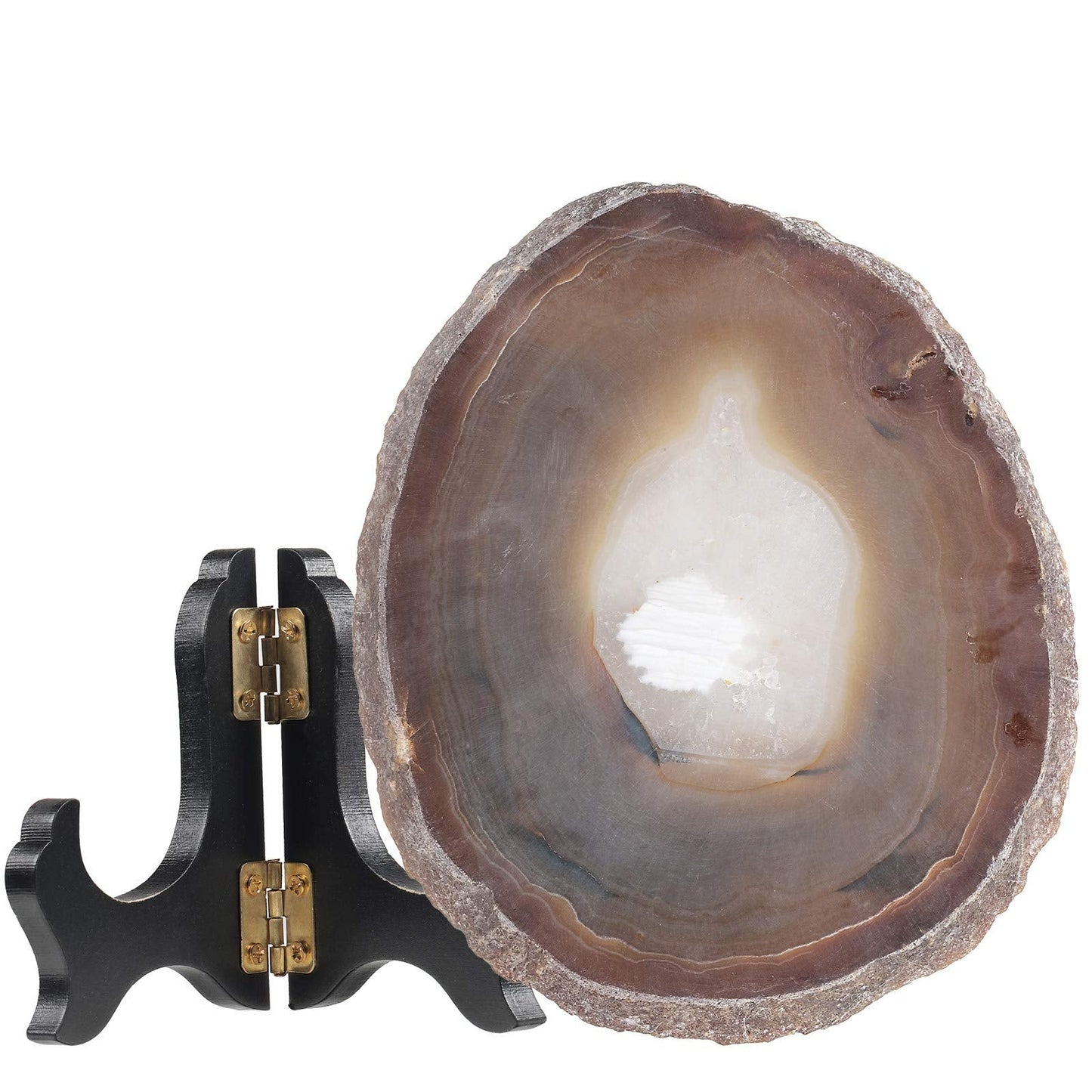 Amogeeli Natural Geode Agate Crystal for Office Home Decor, Prints Arts Decorative Stone with Stand