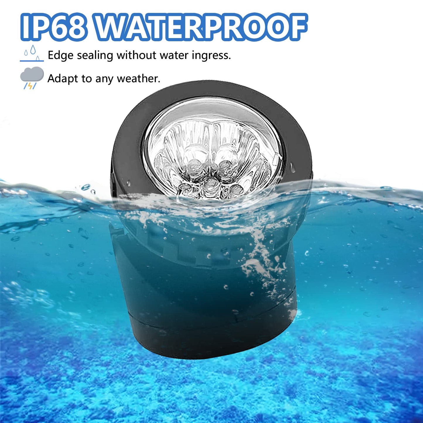 AVEKI Solar Pond Spotlights, 12 LED Solar Underwater Lights with Dual Head Waterproof Submarine Landscape Spotlight Security Lighting for Outdoor Patio Ganden Fountain Pond… (White, Single Head)