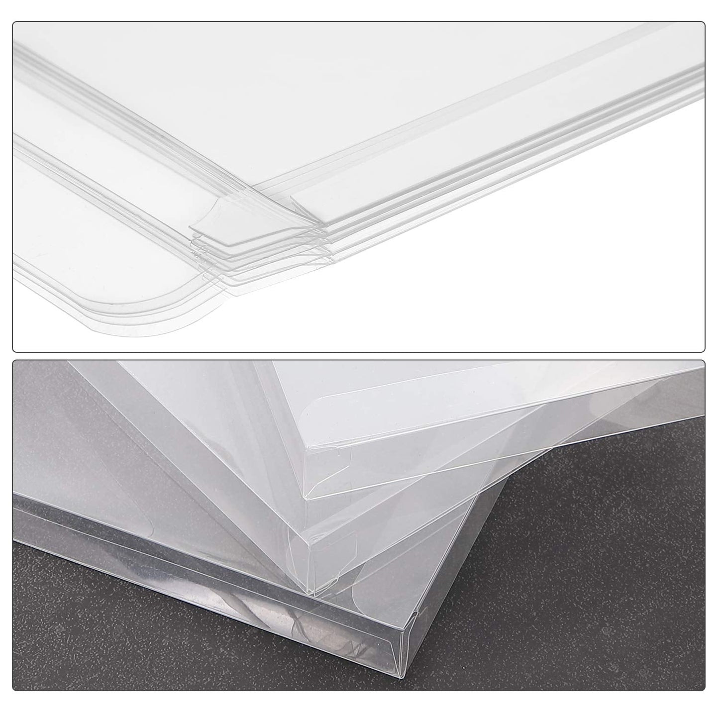 Blulu 100 Packs Clear Plastic Crystal Boxes Transparent Greeting Card Photo Storage Cases Soft Fold Design Protects Letters Photos