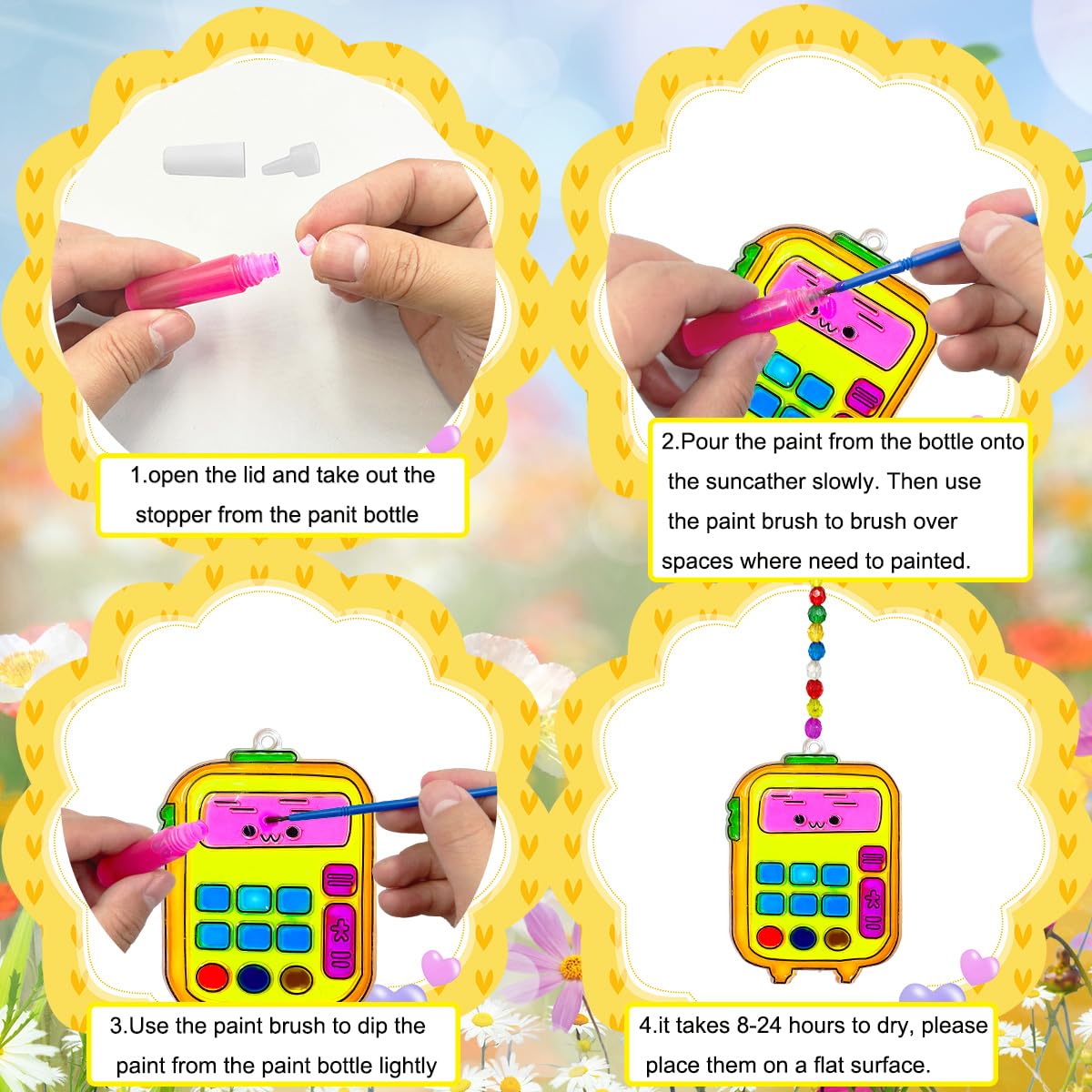 30 Sets Suncatcher Kit Back to School Suncatchers Apple Pencil Window Paint Art Drawing DIY Craft Kits Sun Catchers First Day of School Supplies for Stationery Party Gift Exchange Classroom Activities