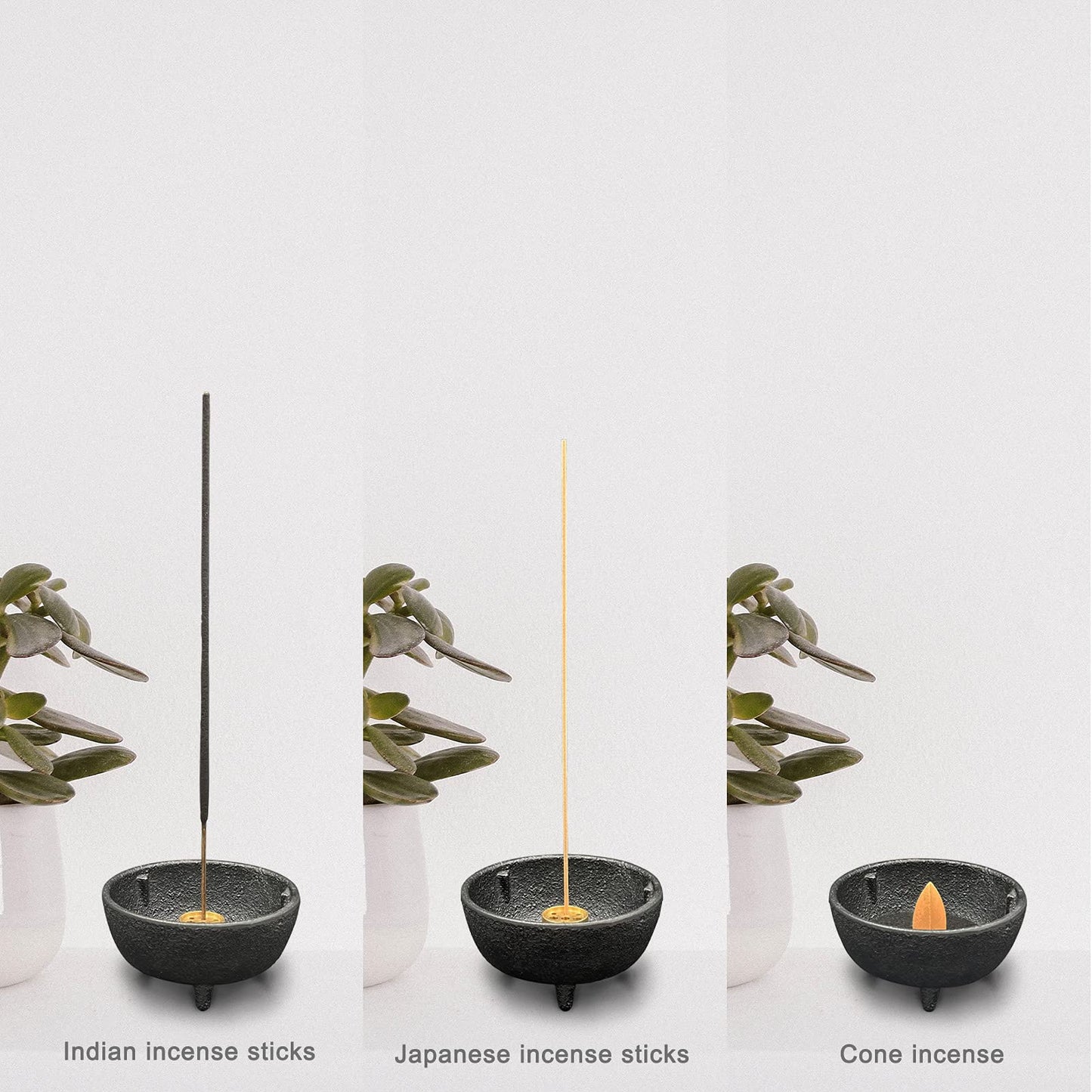 Cast Iron Incense Burner with Holder and Fireproof Cotton - Ideal for Sticks, Resin, Cone Incense and Rituals