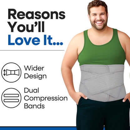Abdominal Binder Post Surgery Tummy Tuck - Postpartum Belly Band Wrap | Post C Section Belly Binder Recovery | Stomach Compression Hernia Belt For Men & Women After Pregnancy, Hysterectomy L/XL