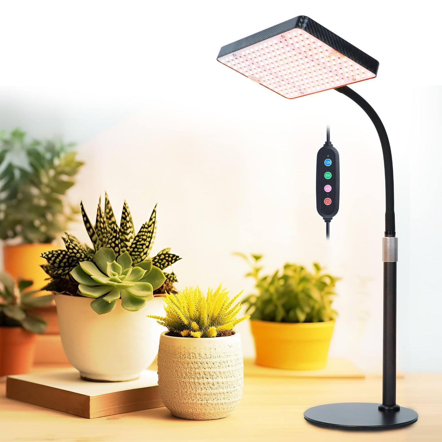 FECiDA Tabletop Grow Lights for Indoor Plants Full Spectrum, Desk Grow Lights for Seed Starting, Bonsai, 4/8/12/16/20 Hr Timer, 208PCS LEDs, 2000 Lumen, Bright Enough, 16"-24" Height Adjustable