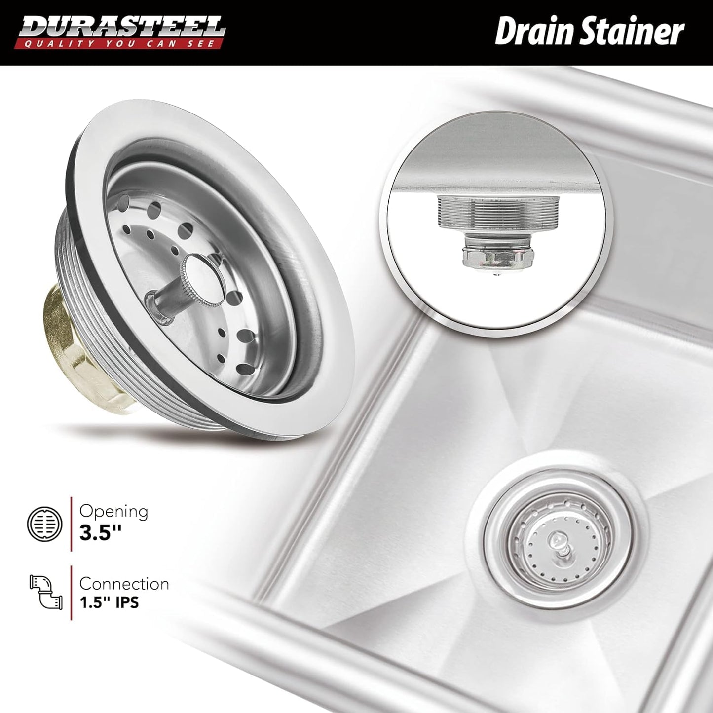 DuraSteel 304 Commercial Stainless Steel Utility Sink - 18 Inch Tub Freestanding Prep Kitchen Sink - NSF Hand Wash Station for Kitchen Sinks, Outdoor, Laundry Room, Garage Slop Small Kitchenette