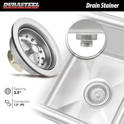 DuraSteel 304 Commercial Stainless Steel Utility Sink - 18 Inch Tub Freestanding Prep Kitchen Sink - NSF Hand Wash Station for Kitchen Sinks, Outdoor, Laundry Room, Garage Slop Small Kitchenette