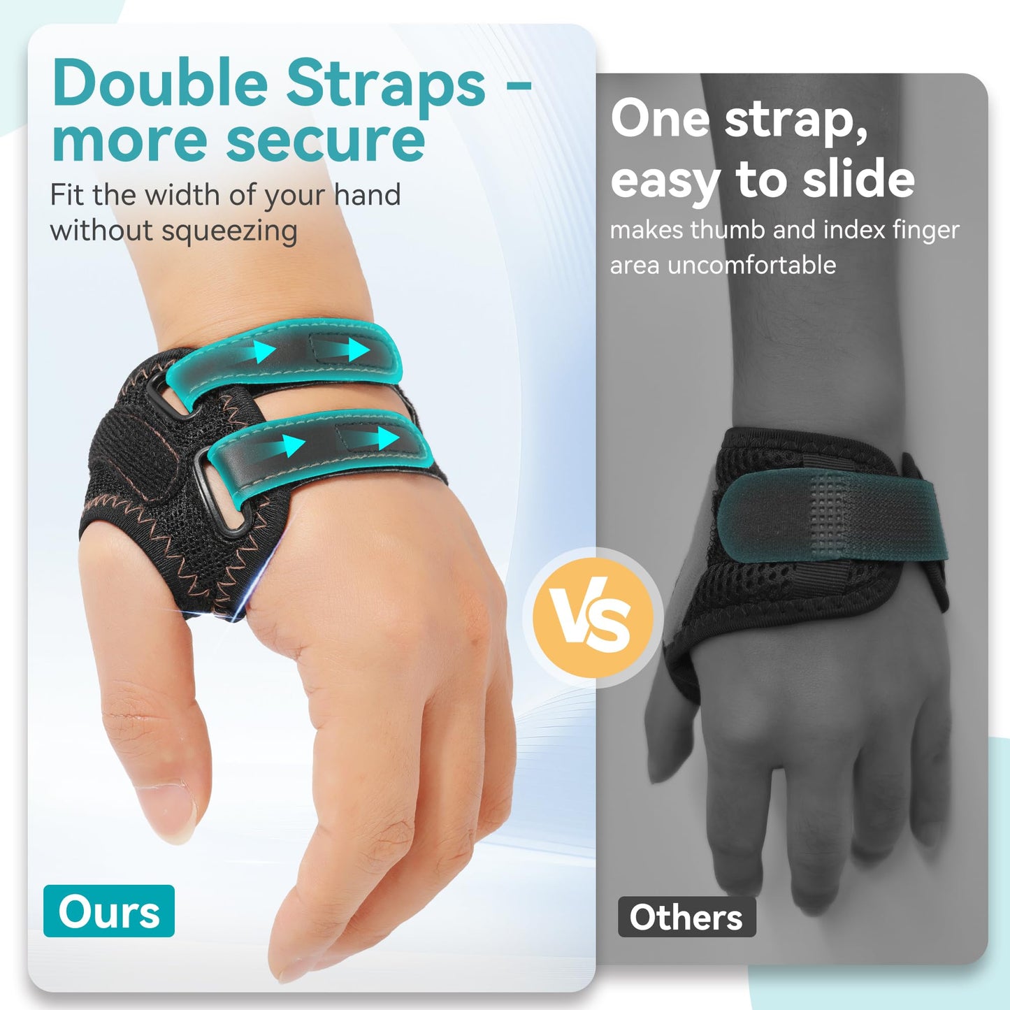 FORTEMOTUS Thumb Brace Right Hand - CMC Thumb Arthritis Support Comfortable Nylon Brace with Thumb Splint for Mild CMC Joint Pain Relief for Osteoarthritis, Tendonitis, Unisex, Black, Medium