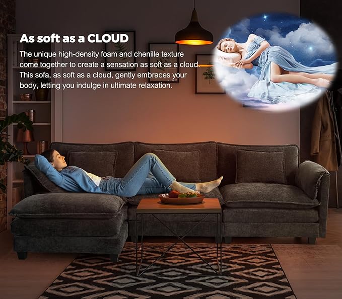 ELUCHANG Oversized 113" Modular Sectional Sofa, Comfy Cloud Couch, L Shaped