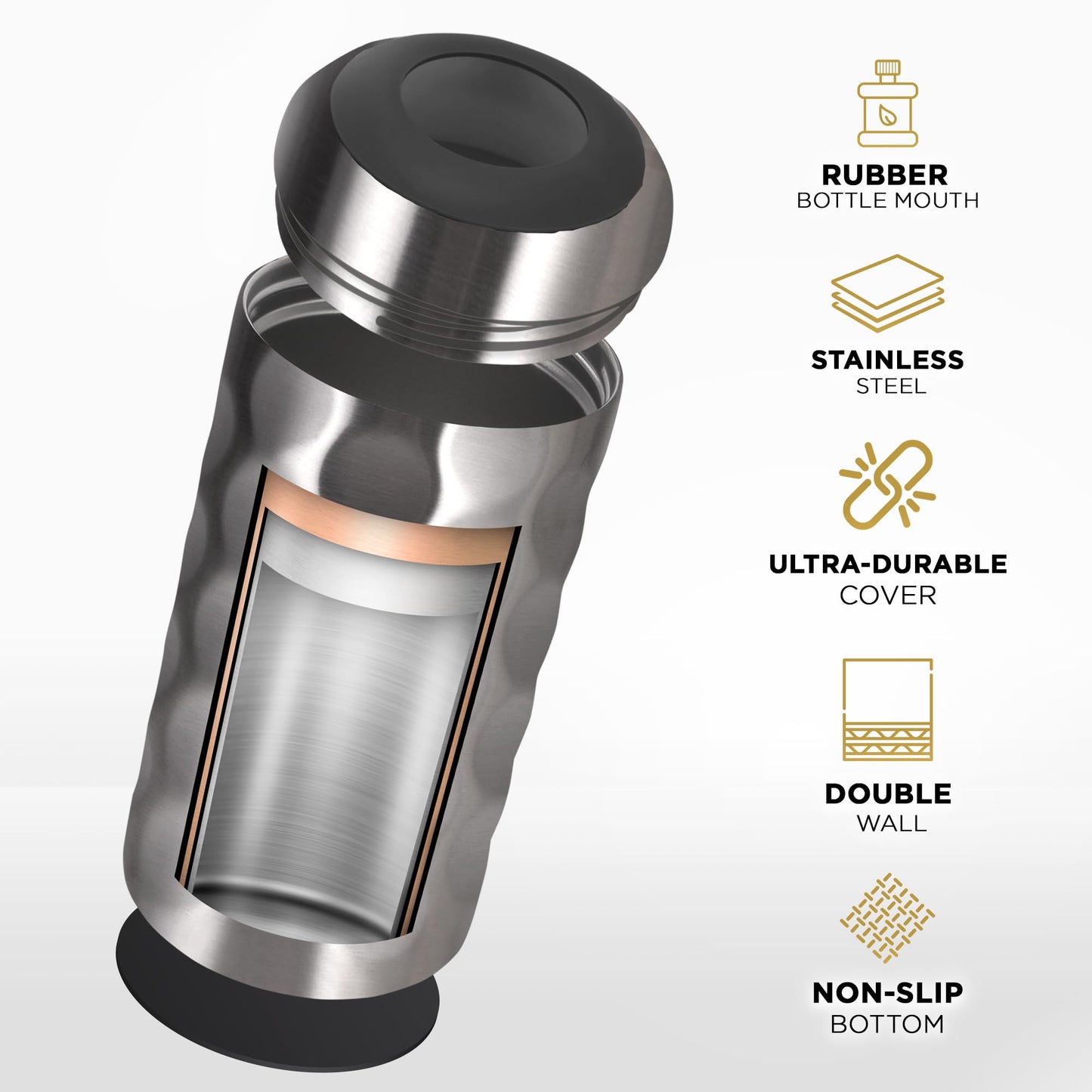 Premium Wine Chiller - 750ml Stainless Steel Bottle Cooler, Double-Walled & Vacuum Insulated - Keeps Wine Cold for 6+ Hours - Perfect Christmas Gift for Wine Lovers – Fits Most Champagne Bottles