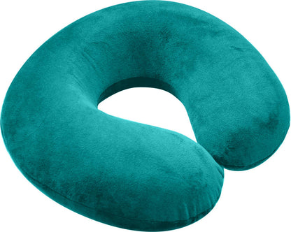 Memory Foam Moulded Pressure Relief Neck Cushion Comfort and Posture, Ideal for Travel Supports the Head, Neck and Chin when Sleeping use for Plane, Train or Car Journeys Travel Pillow In Teal
