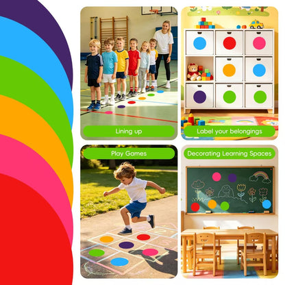 Thealke 30 Pieces Dry Erase Dots for Classroom Tables, 6 Inch Self Adhesive Vinyl Line Up Stickers Floor Spots, Dry Erase Circles Dots for School Classroom Teachers Students Desk & Table