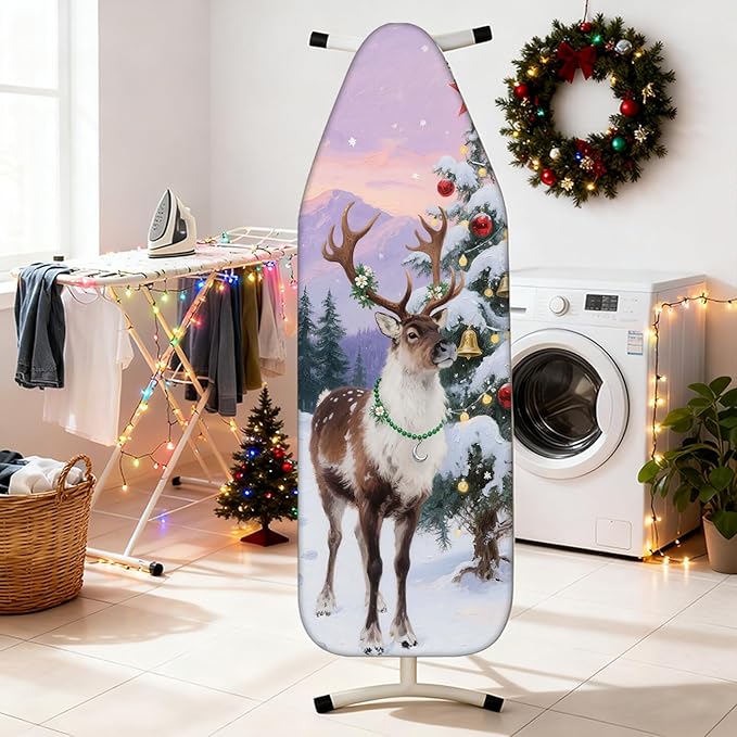 Nuxovilar Ironing Board Cover Winter Deer by Tree Pattern Polyester 15x54 Inches