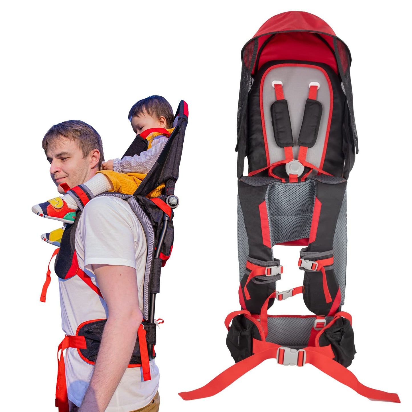 Baby Shoulder Carrier Baby Hiking Backpack Carrier with Rain Cover Sun Shade for Child Safe Backrest and Toddler Ergonomic Seat Holds 40 Pound for Children Between 6 Months-3 Years Old Babies