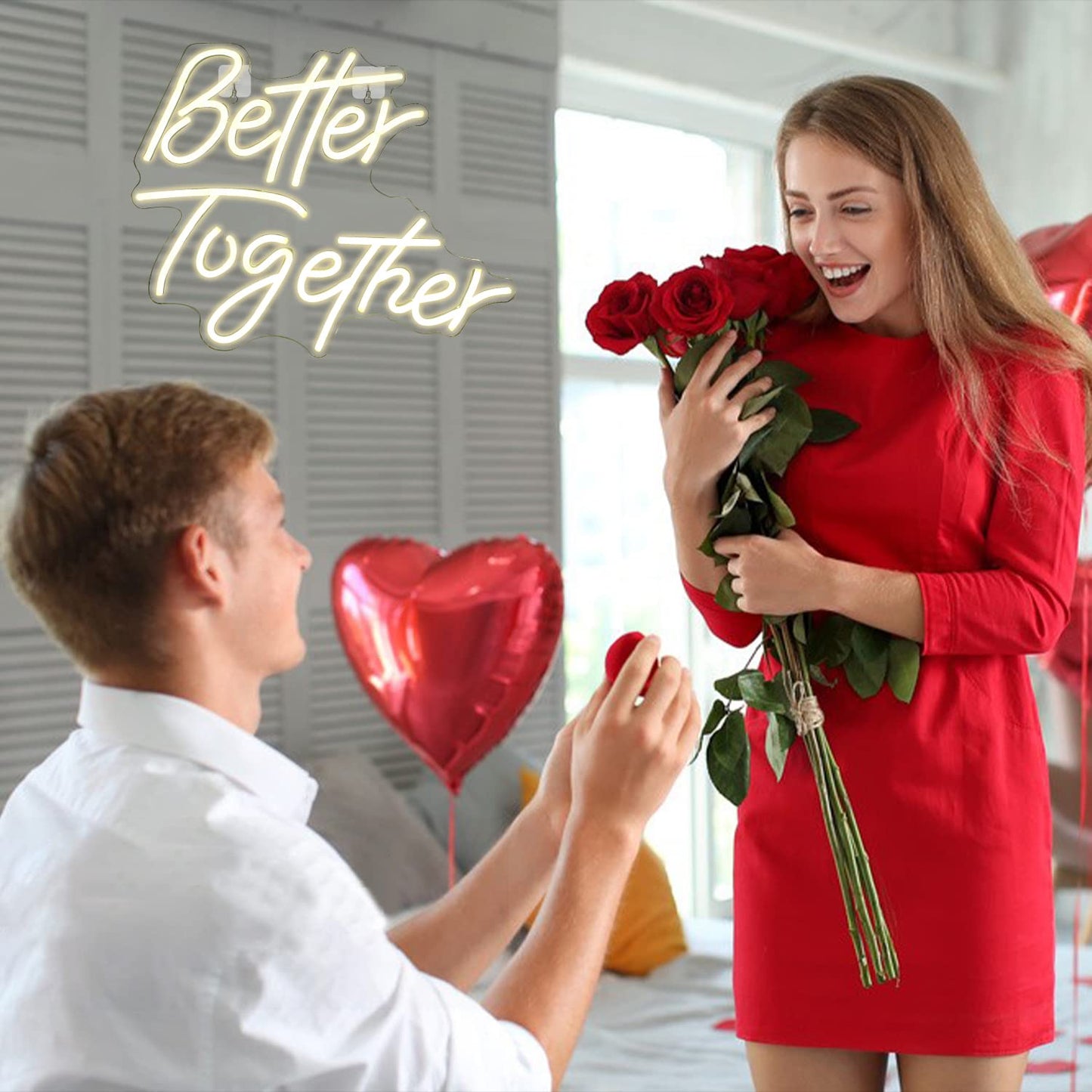 Looklight Better Together Neon Sign,Neon Light for Wall Decor,Wedding Neon Sign,Warm White Led Neon Light USB Letters Neon Signs Led Signs for Wedding,Engagement Party,Birthday