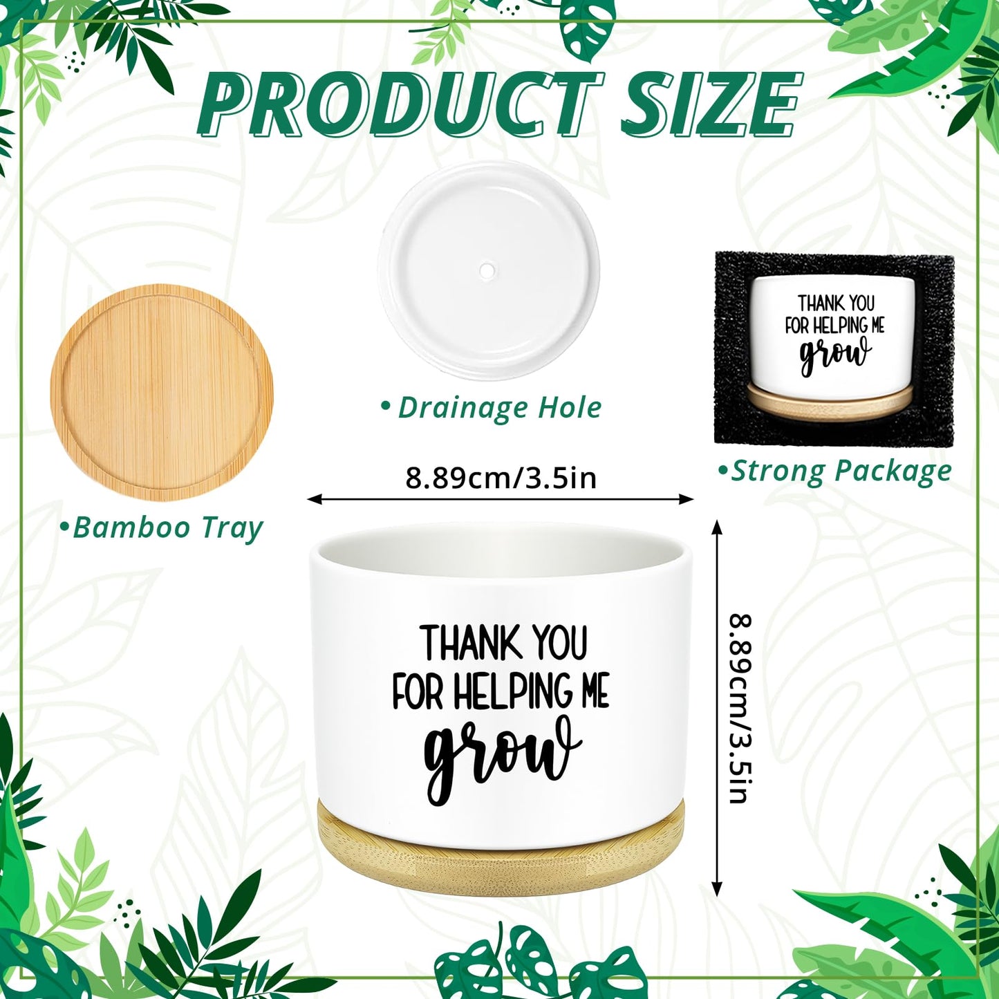 Thank You for Helping Me Grow Plant Pots Funny Small Succulent Pots Gifts Cute Planters Flower Pots Ceramic Pot for Plants Cactus, Thank You Plant Pot for House Indoor Garden, Plant Not Included
