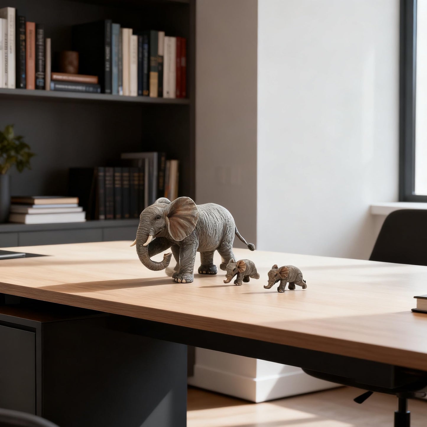 ARTCOS Yoga Elephant Family Statue, 3-Piece Mother & Babies Figurine Set, Good Luck Home & Office Decor, Housewarming Gifts for Women