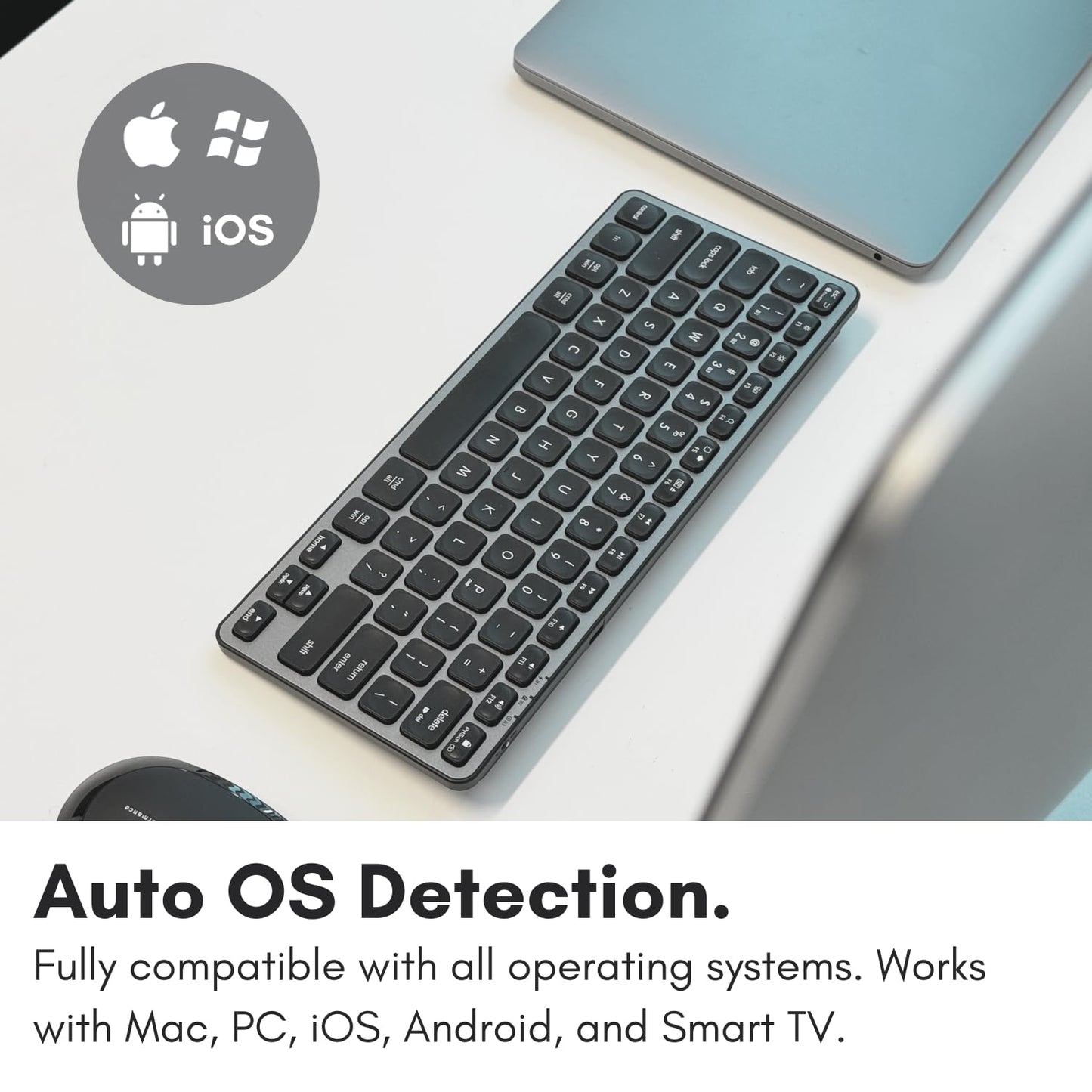 Macally Compact Bluetooth Keyboard for Mac - Premium Multi Device Connectivity - Compatible Apple Wireless Keyboard for MacBook Pro/Air, iMac, Mac mini, iPad, Laptop, and PC