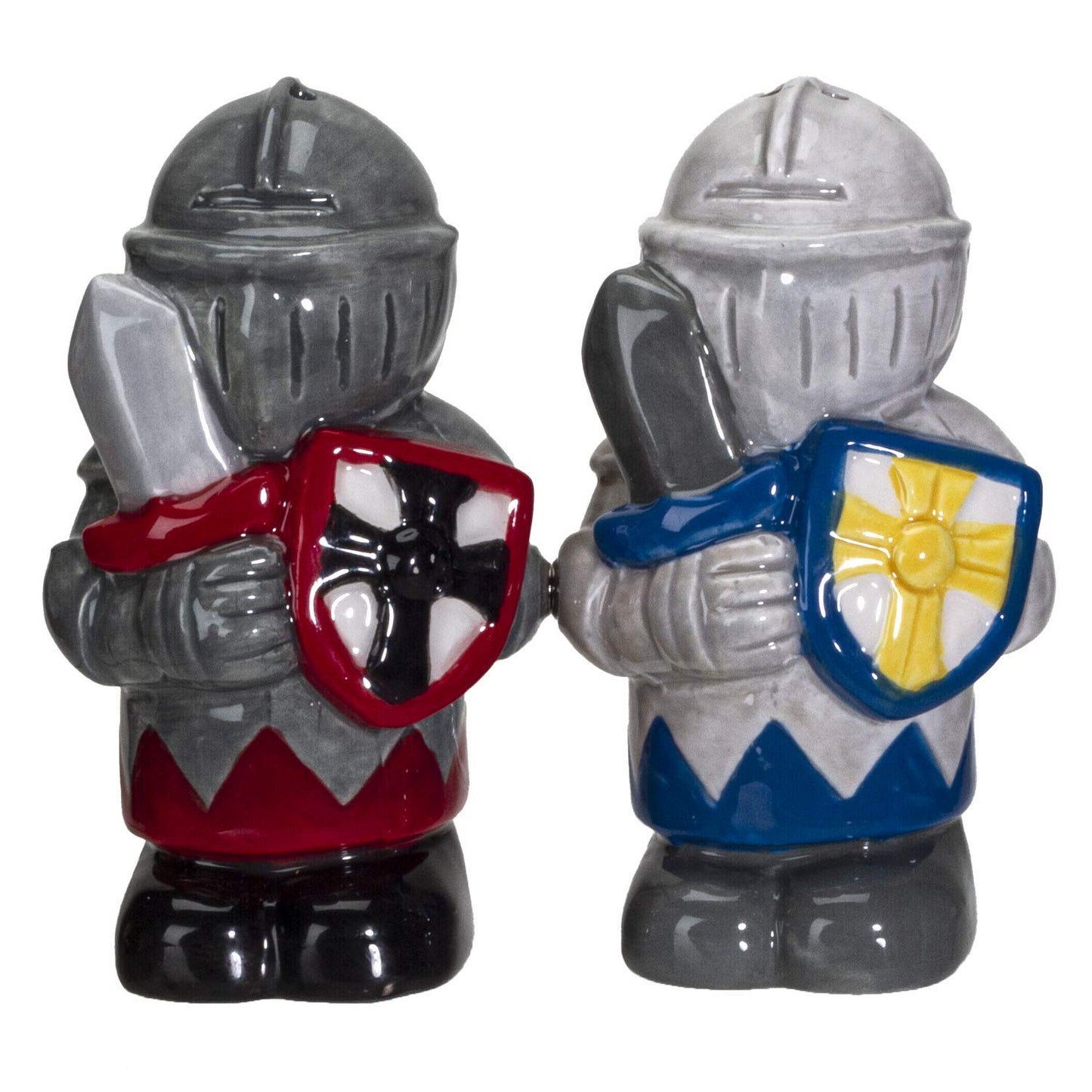 White And Black Knights Ceramic Salt and Pepper Shakers Set