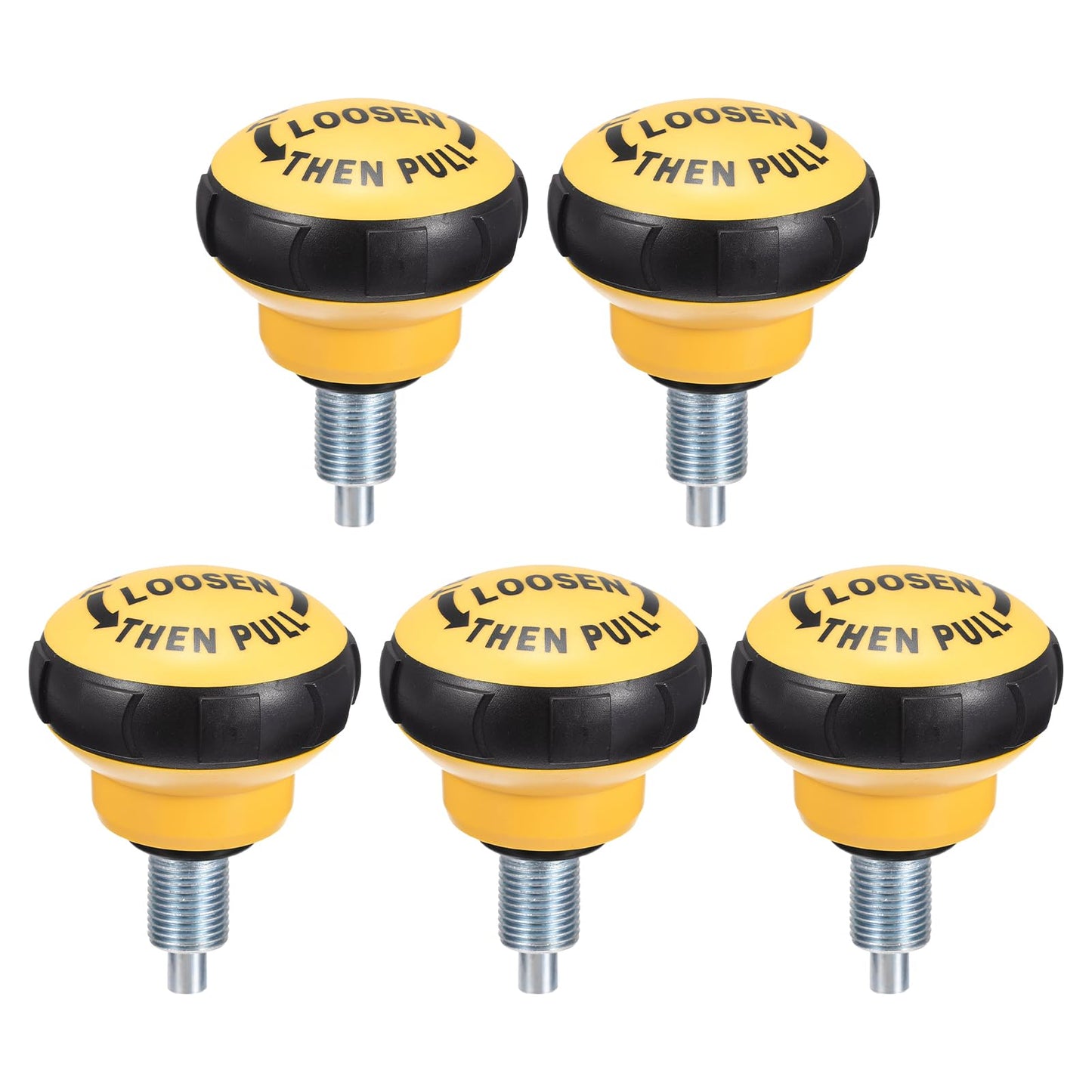 uxcell Pull Pin Spring Knobs Replacement Parts, M16 Exercise Bike Adjustment Pull Pin Knob for Home Fitness Height Adjustment, Black Yellow 5Pcs