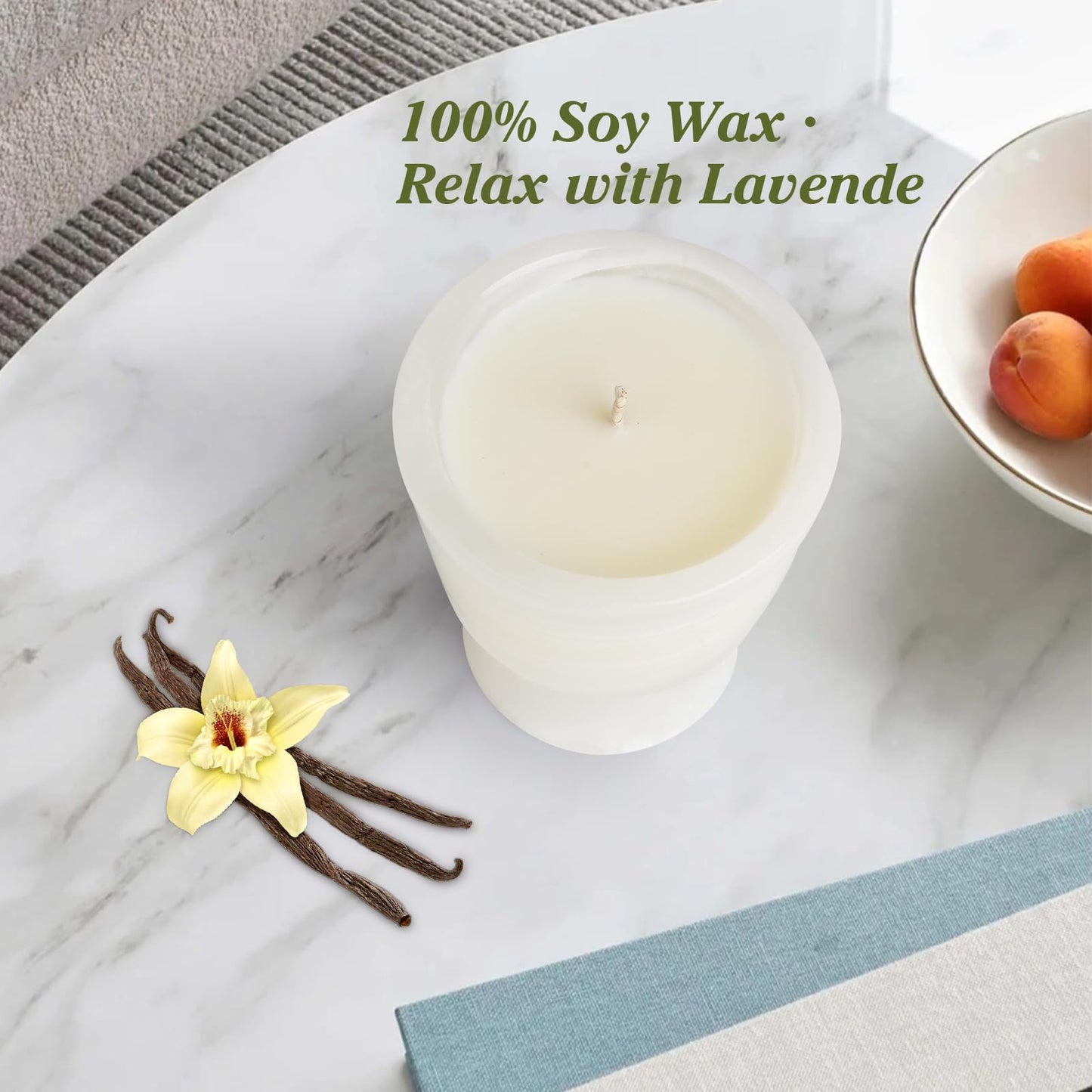 Translucent Stone Candle | Hanndcrafted Marble Container |Warm Glow Home Decor |1 Set | Soy Wax | Non-Toxic | Reusable Keepsake Container | Story of Stone |Unique Gift