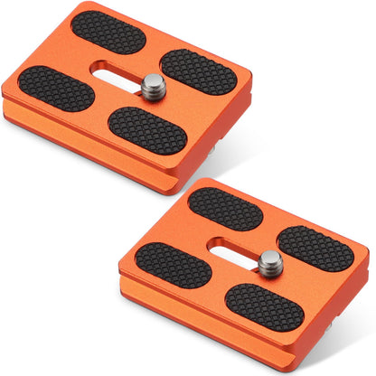 Frienda 2 Pieces Metal Quick Release Plate with 1/4''-20 Camera Screw Tripod Mount Plate Fits Standard for DSLR Camera Tripod Ball Head(Orange,Pu50)
