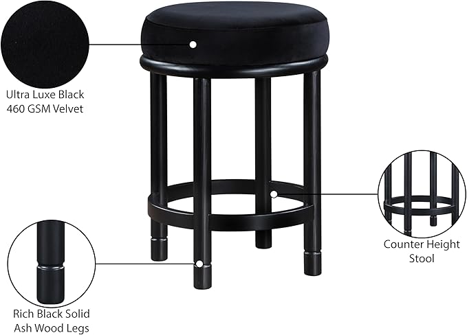 Meridian Furniture 977Black-C Monette Collection Art Deco Counter Stool